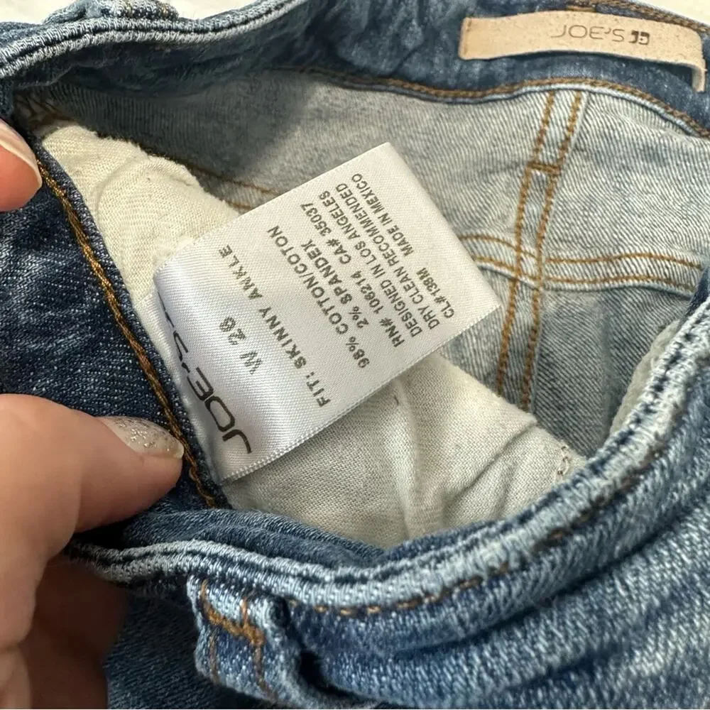 Joes Jeans skinny ankle ripped blue denim size 26 distressed
